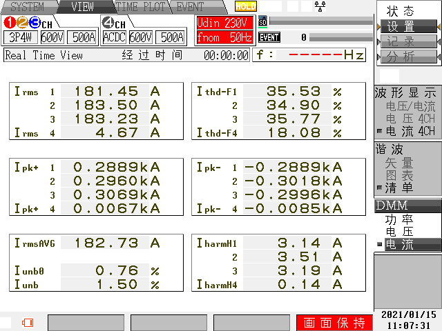 A N601治理前：电流总畸变率35%左右