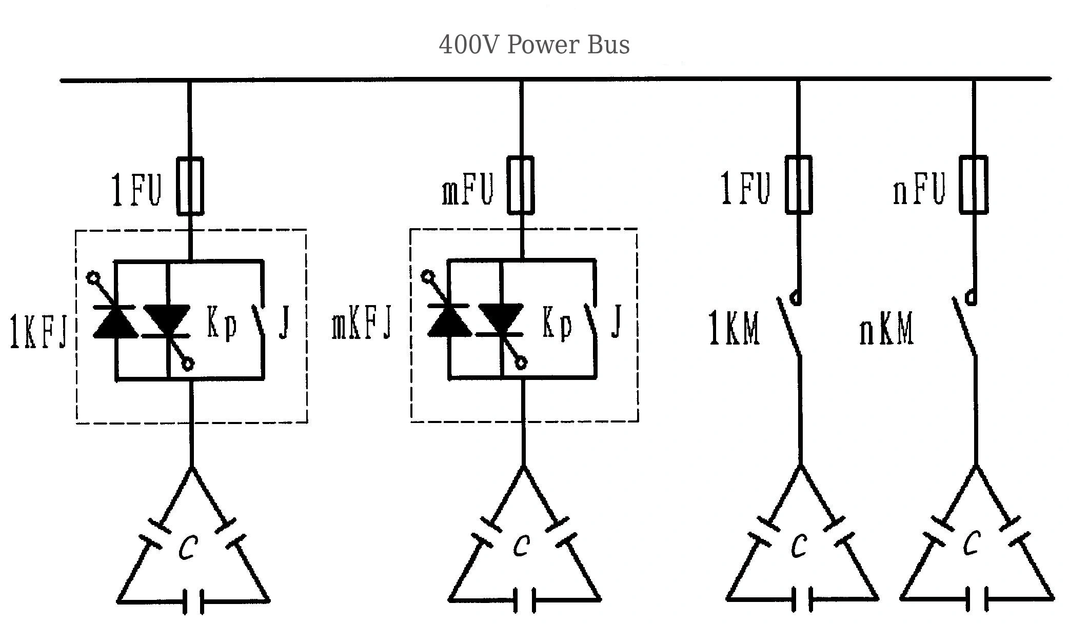 Capacitor compensation principle circuit diagram