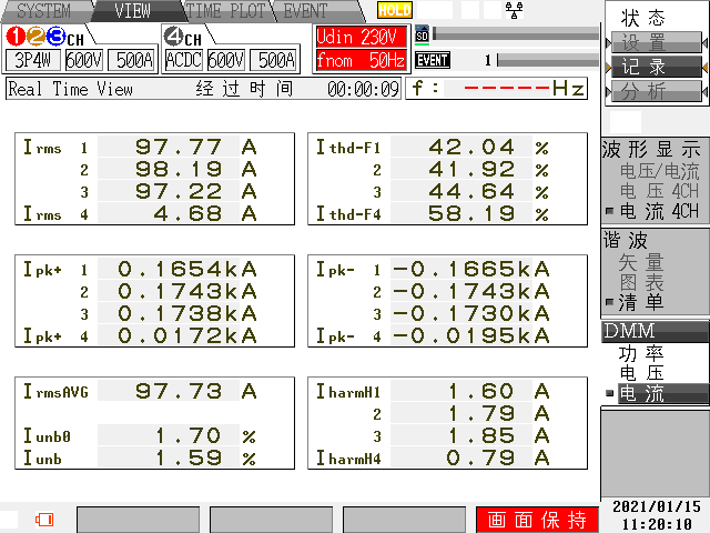 A N501治理前：电流总畸变率42%左右